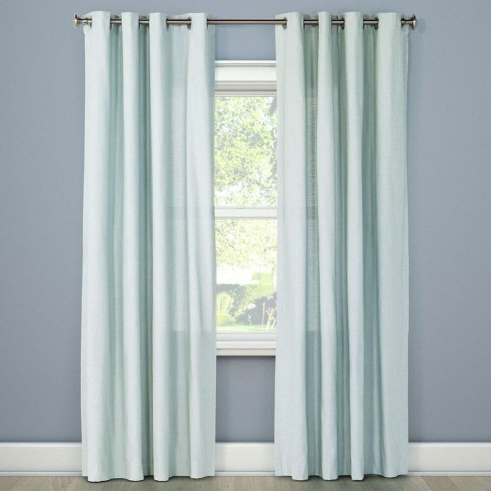 Open Box - Threshold - 1pc 54"x84" Light Filtering Solid Window Curtain P Blue